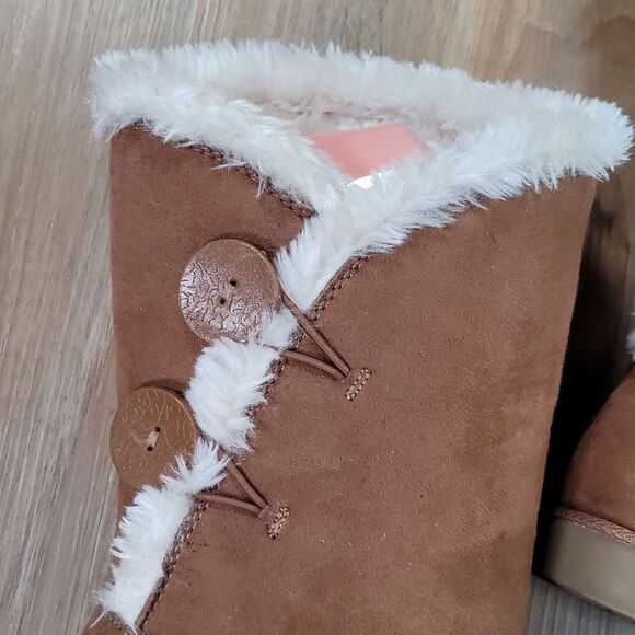 💜SO Brown & Cream Faux Fur Lined Junebug Boots Size 10 - Picture 8 of 15